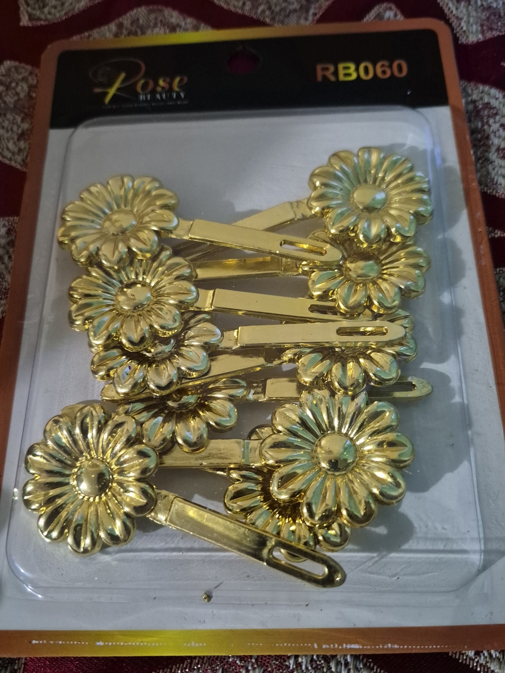 Gold Floral Hair Clips - Set of 8
